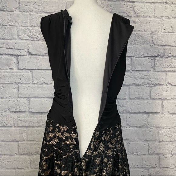 FRANK Lyman Design Cowl Neck Floral Lace Skirt Ruched Bodice A Line Dress Size 6 - Picture 10 of 12